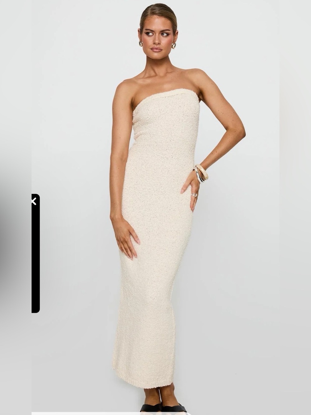 Princess Polly Strapless Knit Maxi Dress in Ivory. NWT